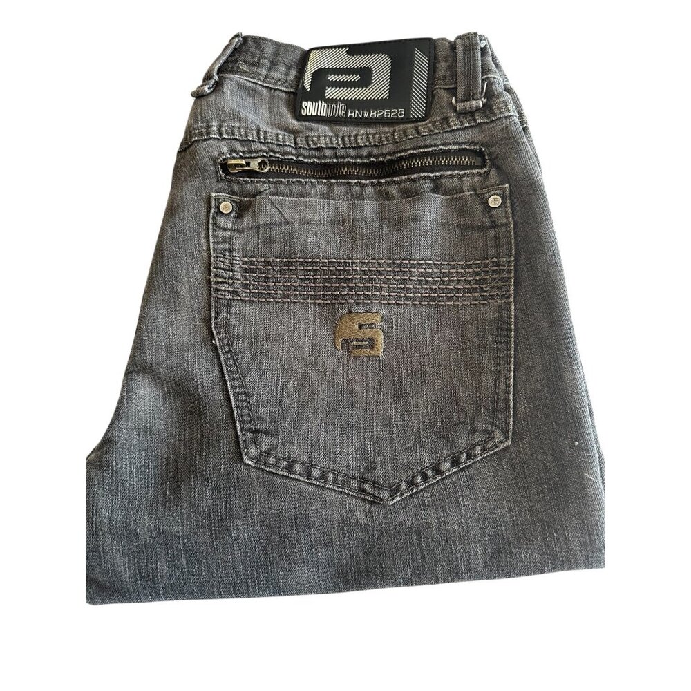 Southpole Men's Denim Jeans Size 34 With Back Pocket Zipper Detailing
